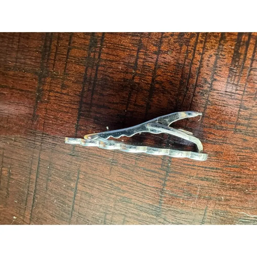 Vintage Hickok USA Silver Tone Wave Tie Bar Tie Clip Modernist